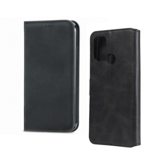 Leather Flip Cover with Internal Pocket For Oppo A53/A53s Black